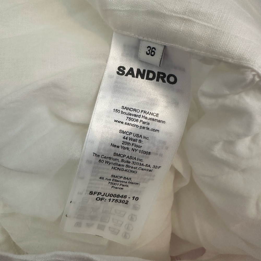 Sandro Guipure Lace Trimmed Linen Blend Gauze Skirt Size 36 - Picture 6 of 6